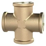 Riegler Kreuzst&uuml;ck, 4 x Innengewinde, G 3/4, Druck 16 bar, Messing blank
