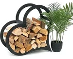 DanDiBo Kaminholzregal Innen Metall Schwarz Stehend Herz 52 cm Kaminholzst&auml;nder