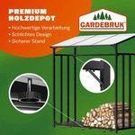GARDEBRUK&reg; Kaminholzregal Au&szlig;en Stahl XXL Schwarz mit Dach Abdeckung Holzunterstand