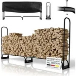 Juskys Kaminholzregal L 260x117x36 cm, au&szlig;en aus Metall mit Abdeckungung,