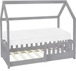 ML-Design Kinderbett 70x140 cm mit Matratze, Rausfallschutz, Dach und Lattenrost,