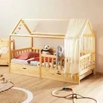 Hausbett NUNA aus massiver Kiefer, Montessori Bett in 90 x 200 cm mit...
