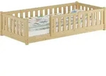 Kinderbett, Holzbett 90x200 mit Rundumsicherung Kiefer natur lackiert...