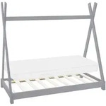 ML-Design Kinderbett Tipi 70x140 cm mit Matratze & Lattenrost, Hellgrau, Indianer