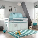 Homestyle4u Hochbett 90x200 Kinder Wei&szlig; Set mit Matratze &reg; Standard 100 +