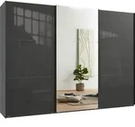 Schwebet&uuml;renschrank Kleiderschrank 300 cm Vollausst. Spiegel Glasfront Anthrazit /
