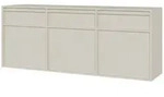 Selsey Evo - Sideboard 3-t&uuml;rig h&auml;ngend mit 3 Schubladen, Hellbeige, 154 cm -...