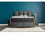 Boxspringbett Nora 180 x 200 cm Grau Voll-orthop&auml;disches Komfortbett mit Bettkasten,