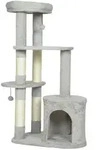 PawHut Kratzbaum 114 cm Katzenturm mit H&ouml;hle, Sisalst&auml;mme, Plattform Hellgrau...