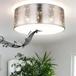 RGB LED Deckenleuchte, Textil silber, Bluetooth Lautsprecher - Silber/Wei&szlig;