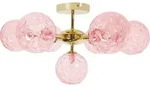 BELIANI Deckenleuchte Rosa u. Gold aus Glas Rund 7 Kugel Schirme 7-Flammig...