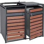 2er M&uuml;lltonnenverkleidung HWC-J81, M&uuml;lltonnenbox, erweiterbar, Metall 50kg,