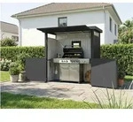 Grillhaus Konsta mit aufklappbarer Frontseite 230 x 113 x 222 cm anthrazit - Grau