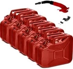 BW&reg; Kraftstoffkanister Metall Benzinkanister 5x 10 Liter mit Ausgie&szlig;er - Rot...