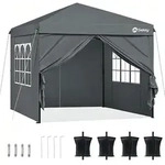 Sekey Faltpavillon 3x3 mit 4 Seitenw&auml;nden und mit 4 Sands&auml;cke, Wasserdicht...