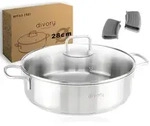 DIVORY Schmorpfanne 28 cm &ndash; Hohe Edelstahl Servierpfanne unbeschichtet & ohne...
