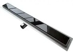 Edelstahl Duschrinne GL01 f&uuml;r Duschkabine - Ablaufblende Glas schwarz - L&auml;nge