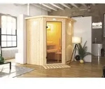 Karibu Sauna Innensauna Tonja Eckeinstieg ohne Zubeh&ouml;r 184x165x202 cm mit Dachkranz 