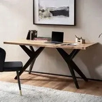 FineBuy Schreibtisch 180 cm Akazie Massivholz Computertisch Loft-Style...