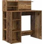 vidaXL Schreibtisch mit Regal Altholz 90 x 48 x 101,5 cm Holzwerkstoff - Braun