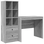 vidaXL Schreibtisch mit Schubladen mit Regal 2 pcs Graues Sonoma - Grau