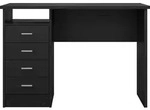 FunctionPlus Schreibtisch 4 Schubladen, 1 Ablage schwarze Asche-Nachbildung. -