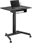 H&ouml;henverstellbarer Laptoptisch mit Rollen und Schublade Sitz-steh-Schreibtisch -
