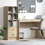 vidaXL Schreibtisch mit Schubladen mit Regal 2 pcs Sonoma-Eiche - Braun