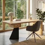 FineBuy Schreibtisch Massivholz Akazie 180cm rechteckig mit Schublade - Moderner