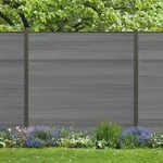 WPC Sichtschutzzaun Roma Line 5 x Zaunfeld grau und 6 x Alu-Pfosten anthrazit...