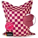 Lumaland Sitzsack In-& Outdoor Karo 380l weinrot/pfirsich - Orange/Rot