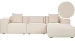 BELIANI Ecksofa Beige Cord L-F&ouml;rmig Linksseitig f&uuml;r 3 Personen Zeitgen&ouml;ssisch