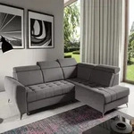 Ecksofa AURORA II L-Form Ottomane rechts, mit Schlaffunktion & Bettkasten, Grau...