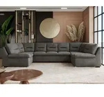 Sofa XXL U-Form Beige, Wohnlandschaft U Form mit Schlaffunktion, Sofa mit
