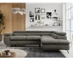 Ecksofa Sofa Grau, Wohnlandschaft L-Form mit Schlaffunktion und Bettkasten,