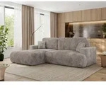 MKS MEBLE Ecksofa OVO mit Schlaffunktion und Bettkasten, Hellbraun Cord, L-form