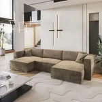 Masseno Ecksofa SARMO M mit Schlaffunktion U-Form, Sofa mit Bettkasten,