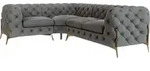 S-STYLE M&Ouml;BEL - Chesterfield Ecksofa Nova mit Goldene Metall F&uuml;&szlig;en aus Grau