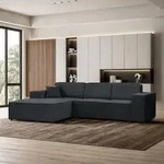 Ecksofa PEDRO L Dunkelgrau, 267x170 cm, Sofa L-form Breite Ottomane links, ohne