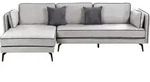 BELIANI Ecksofa Hellgrau Samt L-F&ouml;rmig 3-Sitzer Sofa Rechtsseitig mit Losen...
