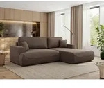 MKS MEBLE Ecksofa OVO mit Schlaffunktion und Bettkasten, Braun Velvet, L-form...