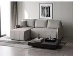 Ecksofa Capri L-form mit Schlaffunktion, Bettkasten & universeller Ottomane, Beige -