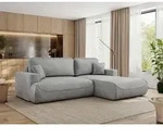 MKS MEBLE Ecksofa OVO mit Schlaffunktion und Bettkasten, Hellgrau Velvet, L-form