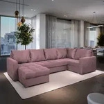 Masseno Ecksofa LORIVO R-S mit Schlaffunktion U-Form, Sofa mit Bettkasten,