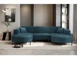 Wohnlandschaft U-Form Sofa VALENCIA in Stoff Noel Blau - Blau