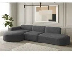 Ecksofa Designersofa PALMA in Stoff Ascot Graphitgrau Ottomane Links - Grau