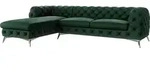 S-STYLE M&Ouml;BEL - Chesterfield Ecksofa Cleo mit Ottomane links und Silber Metall