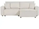 BELIANI Ecksofa Beige Stoffbezug L-f&ouml;rmig 3-Sitzer Schlafsofa Linksseitig mit