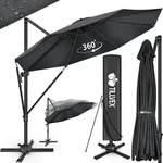 tillvex&reg; Premium Alu Sonnenschirm 330 cm Anthrazit + Abdeckung & Windsicherung 