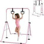 HOMCOM Kinder Gymnastik Turnreck 5-stufige h&ouml;henverstellbar Reckstange Stahl - Rosa